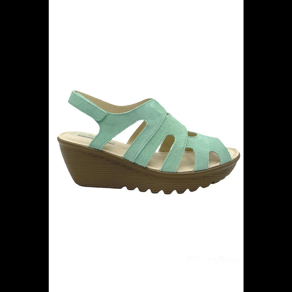 Skechers Mint Green Wedge Sandals with Closed Toe